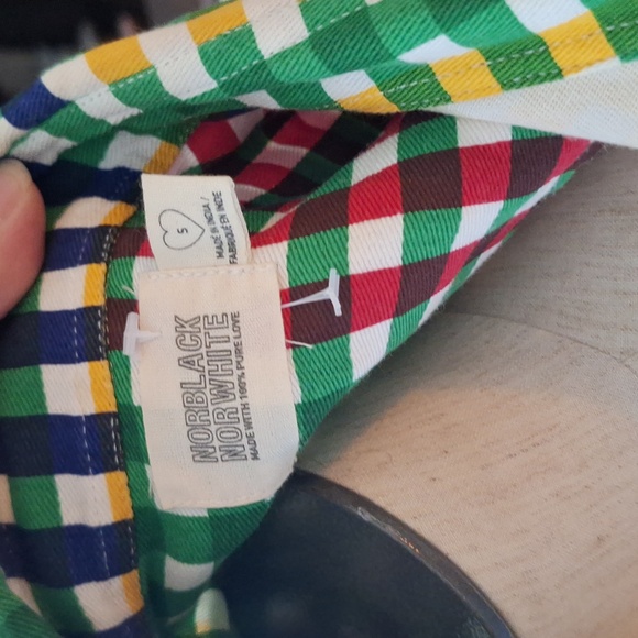 Primary colors thick cotton plaid Norblack Norwhite oversize shirt dress Sz S-M - Picture 5 of 5
